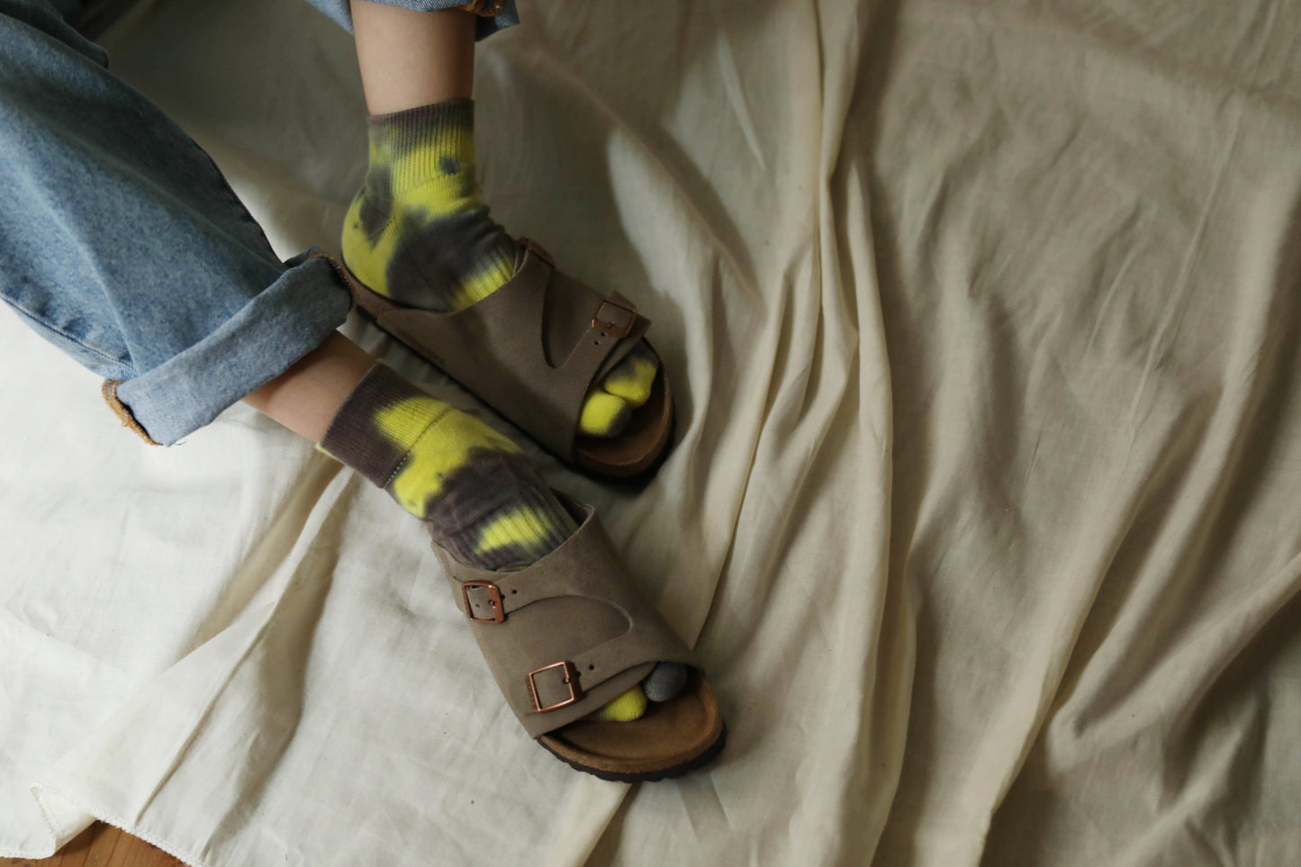 Tie Dye Socks - Yellow x Charcol